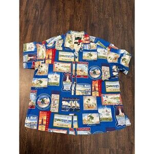 Moon Dog Shirt Co Men’s Shirt Sz 3XL Handmade Travel Print Short Sleeve Austin